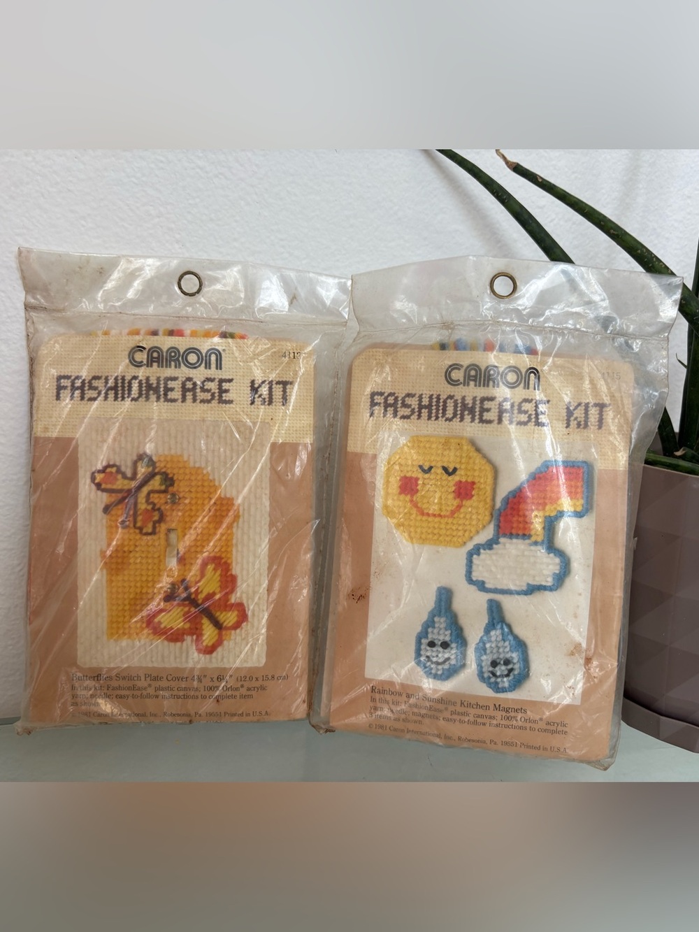 Two DIY Vintage Caron Fashionease Kits Kitchen Magnets and Light-switch Cover